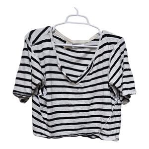 We the Free Free People Black White Striped Cropped Tee Women’s Size S